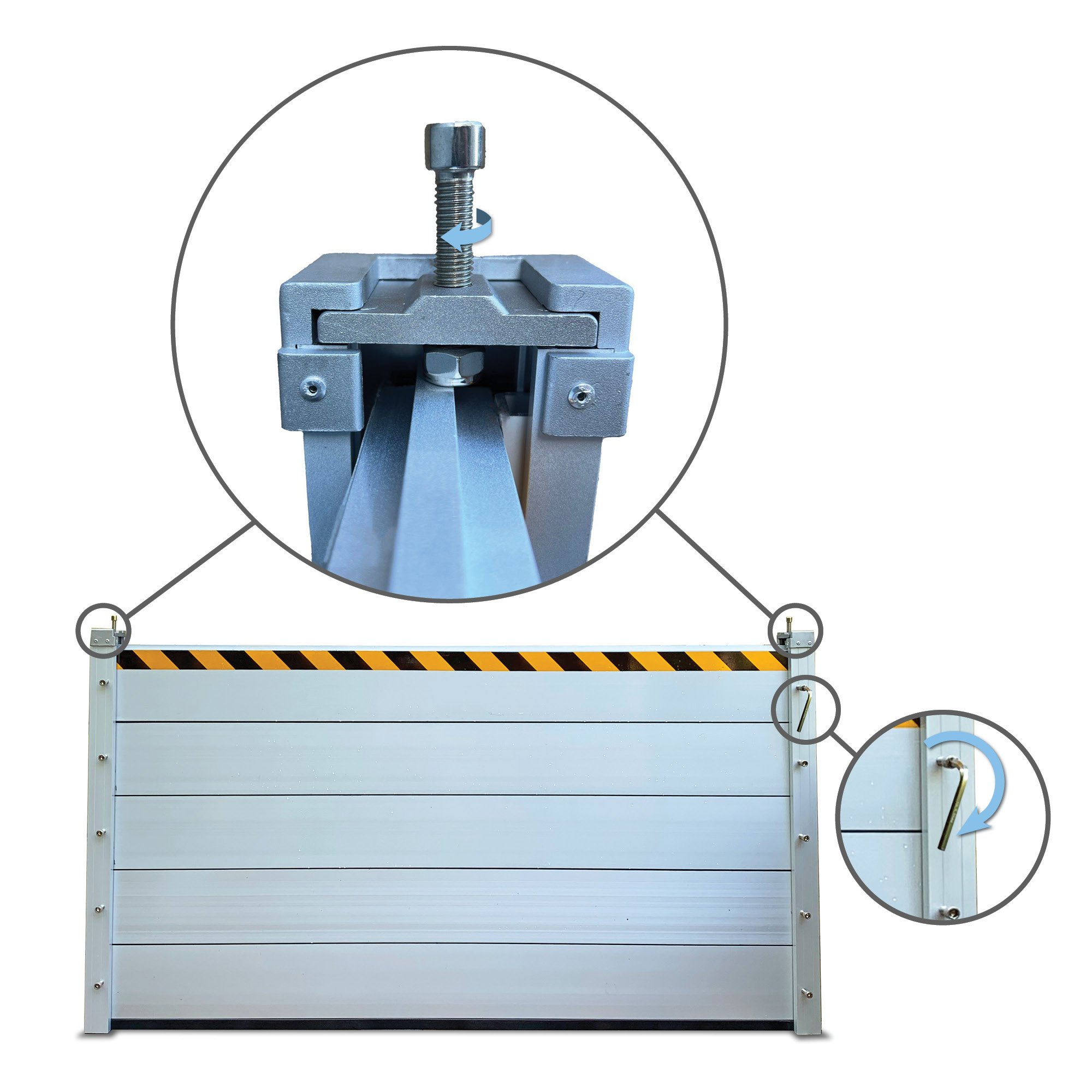 Tightening aluminum flood barrier